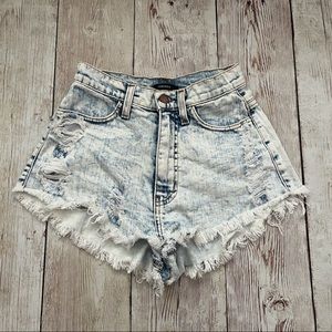 Distressed Light Blue Jean Shorts